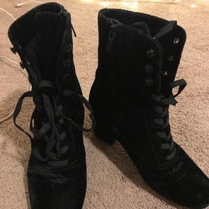 Witchy Black Velvet boots ( Joie lace-up heels)
